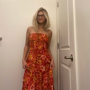 Floral red maxi